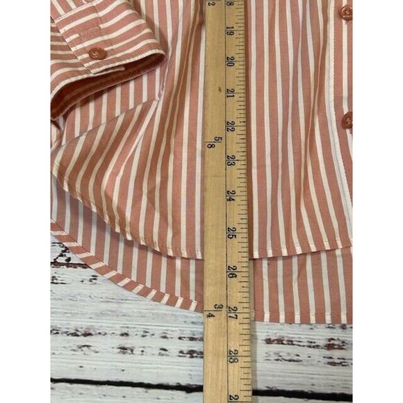 Garnet Hill Womens Button Up Shirt Stripe Long Sleeve Collared Pink White Size 8 - Picture 8 of 8